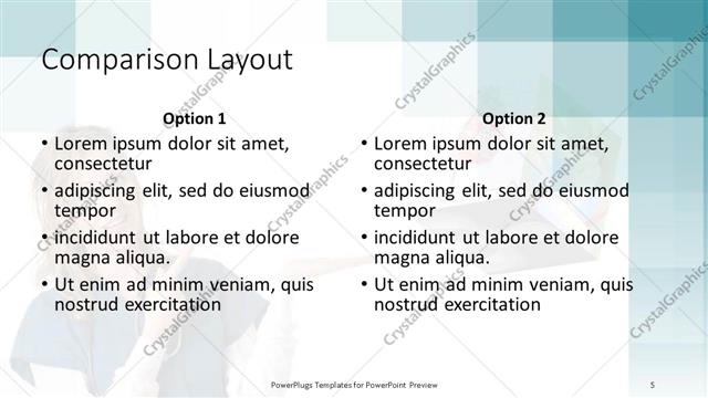 Comparison presentation slide layout