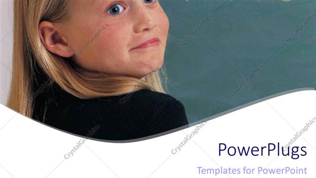  Presentation with wave - A smiling lady with a text which spells out the word