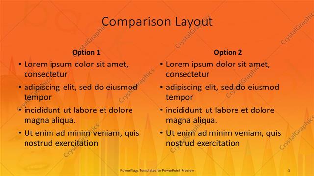 Comparison presentation slide layout