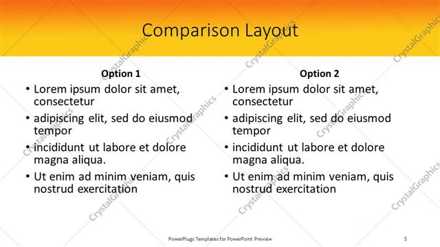 Comparison presentation slide layout