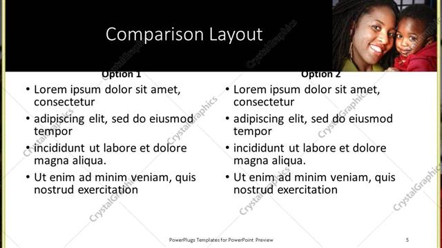 Comparison presentation slide layout