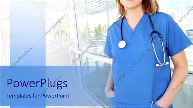  Presentation with young - Smiling nurse in hospital setting, young nurse with stethoscope