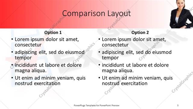 Comparison presentation slide layout