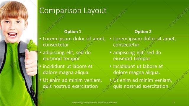 Comparison presentation slide layout