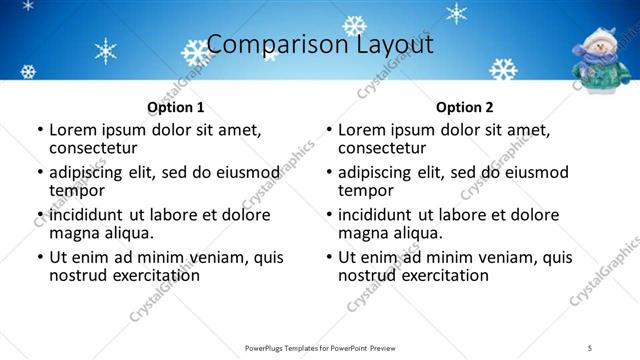 Comparison presentation slide layout