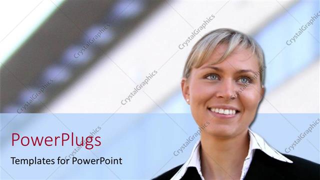  Presentation with feminine - Smiling woman in feminine business suit