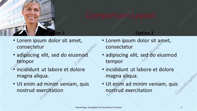 Comparison presentation slide layout