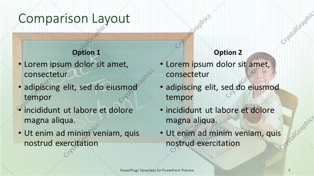 Comparison presentation slide layout