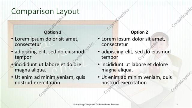 Comparison presentation slide layout
