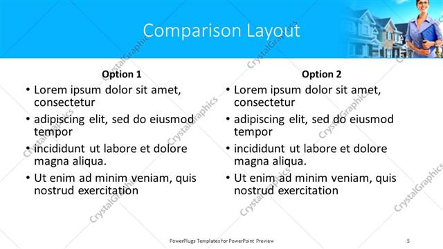 Comparison presentation slide layout