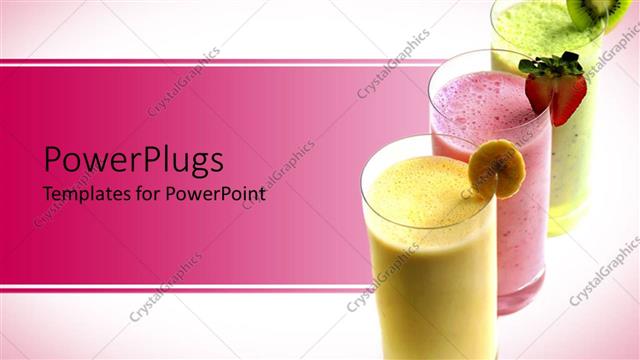  Presentation with fruit banana - Smoothies with fruit, banana, strawberry, kiwi