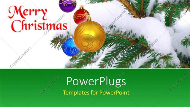  Presentation with snow - A snow covered Christmas tree and texts that spell out the words