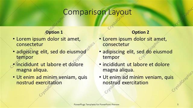 Comparison presentation slide layout