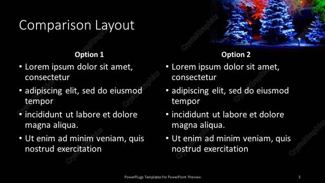 Comparison presentation slide layout