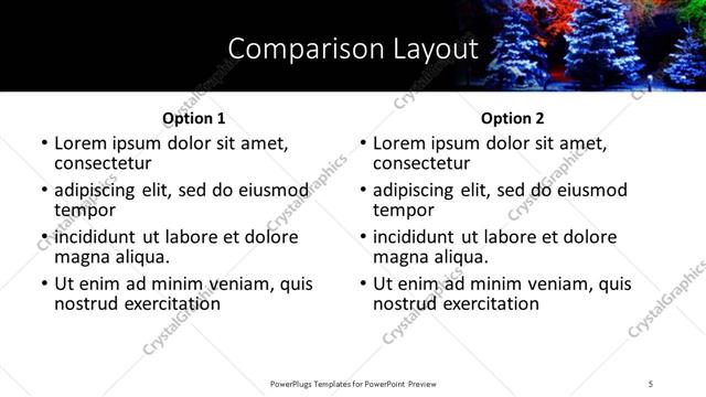 Comparison presentation slide layout