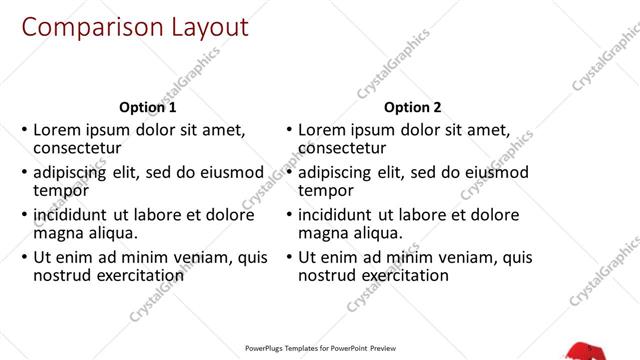 Comparison presentation slide layout