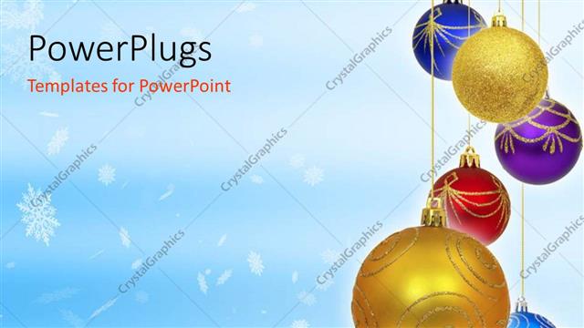  Presentation with three - Snow flakes on blue background with three Christmas ornaments?