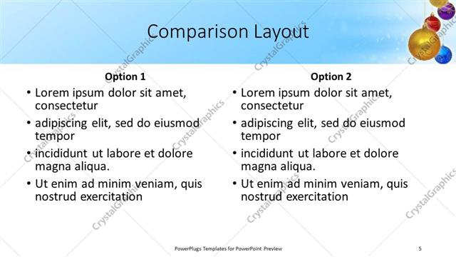 Comparison presentation slide layout