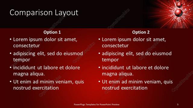 Comparison presentation slide layout
