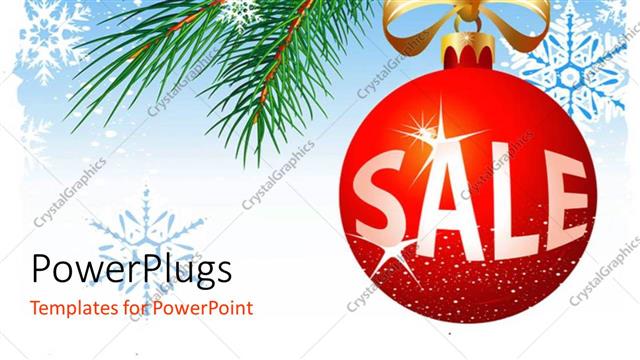  Presentation with snow flakes - Snow flakes with red Christmas?ornament hanging from tree