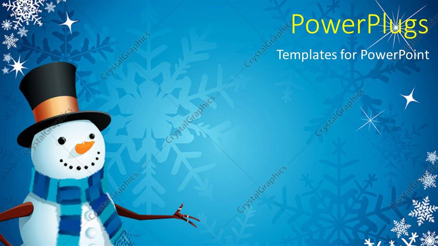 Featuring a Snowman with Bluish Background and Place for Text