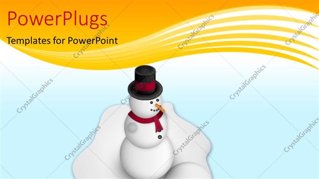 Presentation with snowman - A snowman with ice in the background and place for text