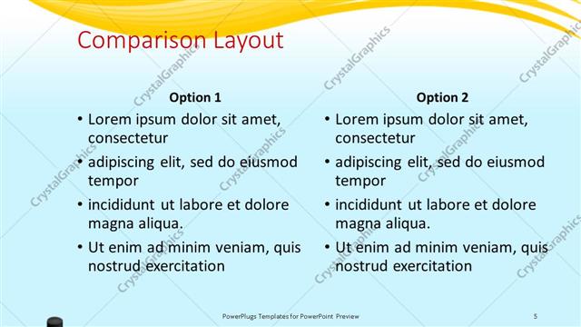 Comparison presentation slide layout