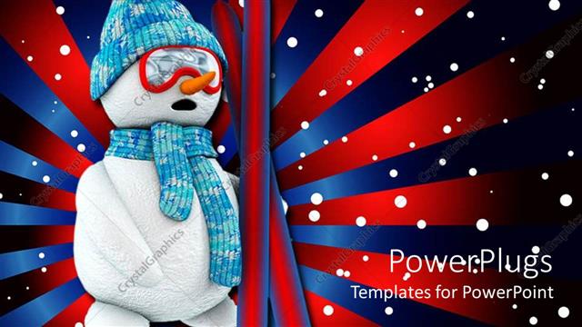 Presentation with snowman - A snowman with red and blue lines in the background