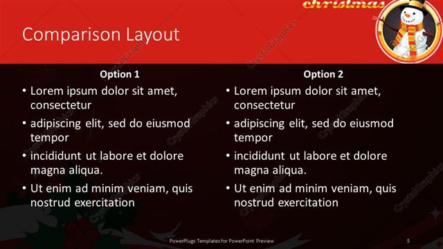 Comparison presentation slide layout