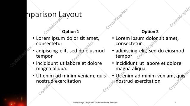 Comparison presentation slide layout