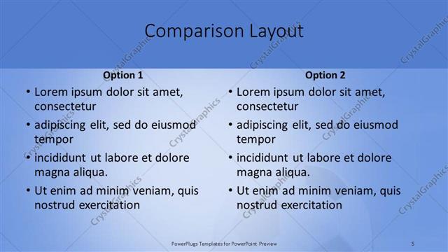 Comparison presentation slide layout
