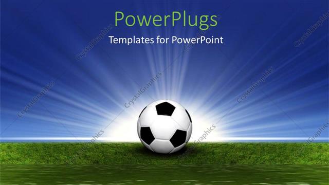  Presentation with light rays - Soccer ball on green grass with light rays