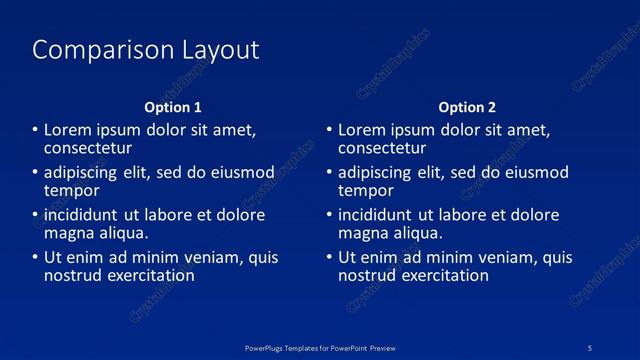 Comparison presentation slide layout