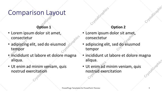 Comparison presentation slide layout