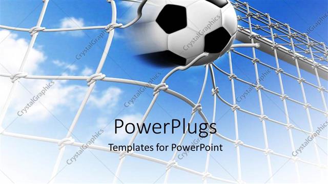  Presentation with soccer net - Soccer math with?goal scored breaking net with cloudy sky?