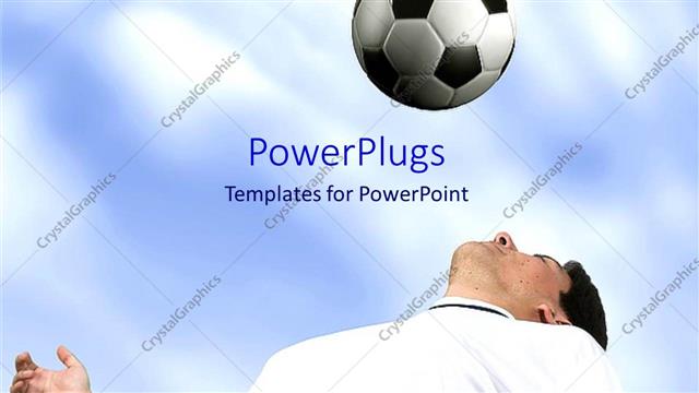  Presentation with football - A soccer player looking towards the football with clouds in the background