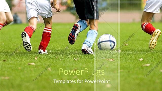  Presentation with football players field - Soccer players in action on grassy field