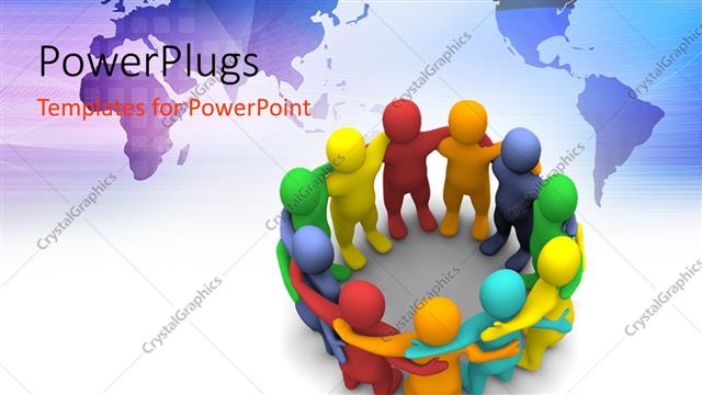  Presentation with people unity - A number of colorful people together with globe in background