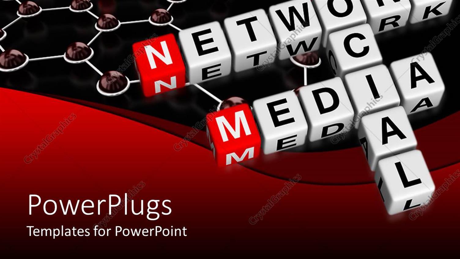 Featuring Social Media Network Words crossWords on White and Red 3D Blocks