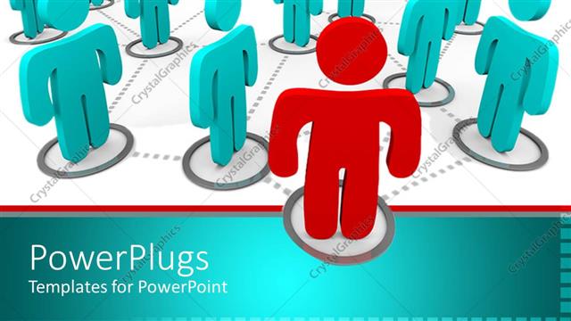  Presentation with aqua - Social network networking metaphor with aqua people connected to red person