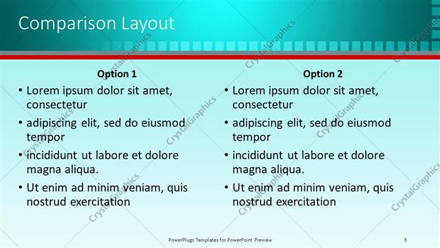 Comparison presentation slide layout