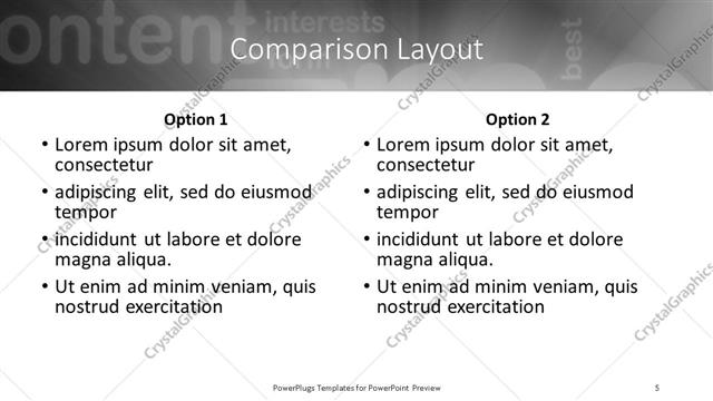Comparison presentation slide layout