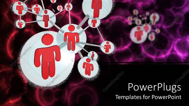 Presentation with social - Social networking model with red people connected to form a molecule