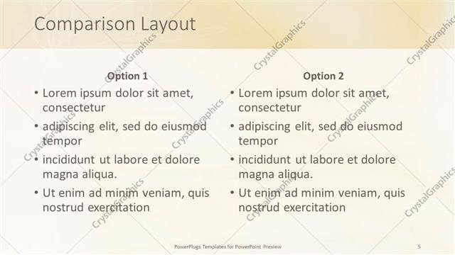 Comparison presentation slide layout