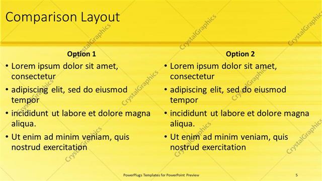 Comparison presentation slide layout