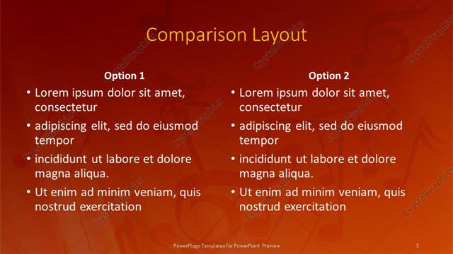 Comparison presentation slide layout