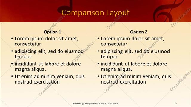 Comparison presentation slide layout