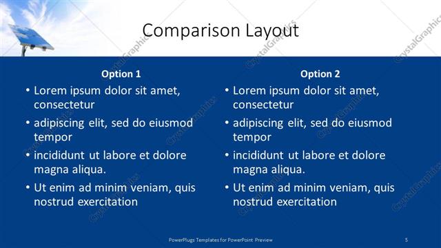 Comparison presentation slide layout