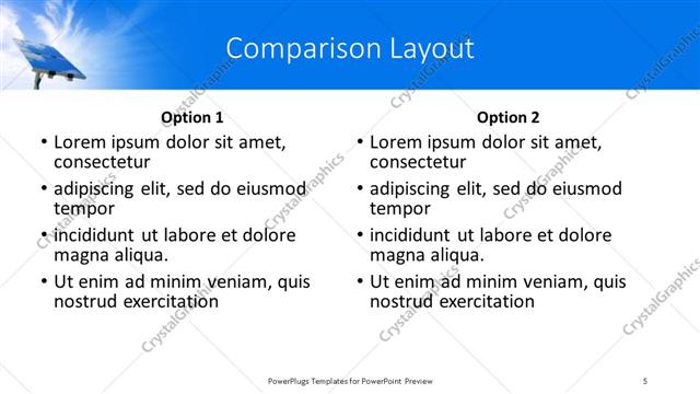Comparison presentation slide layout