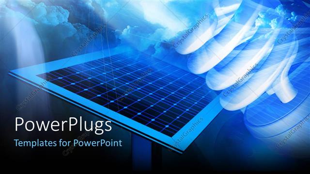  Presentation with energy solar - Solar panel on a hi-tech background with LED bulb in background